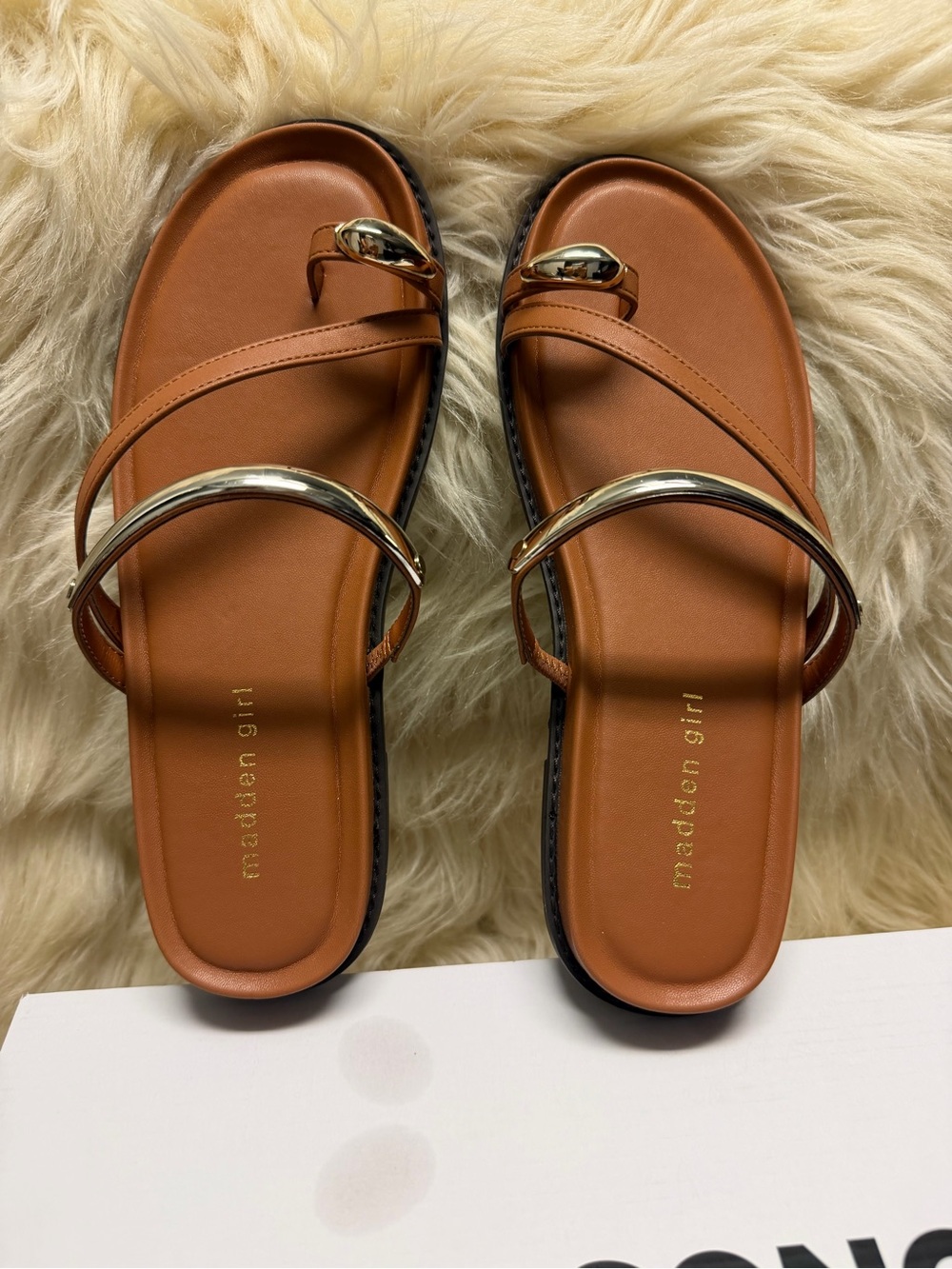 NWT Sonoma Brown Toe-Ring Slide Sandals with Metallic Accent size 9.5.